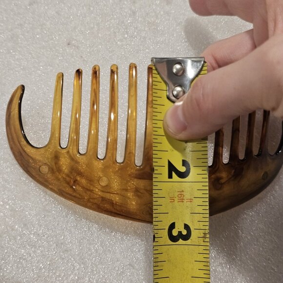 2 VTG Goody French Hair Combs Brown Faux Tourtoise Shell Amber Brown Twist Updo - Picture 9 of 10